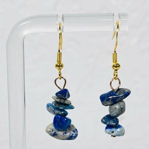 Lapis Chip Stone Drop Earrings